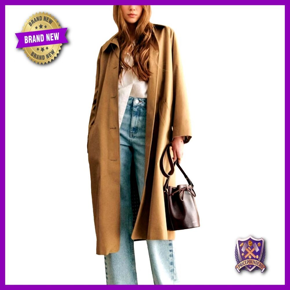 Oversized Trench Coat Single Breasted Windproof Trendy Fall Outerwear Jacket